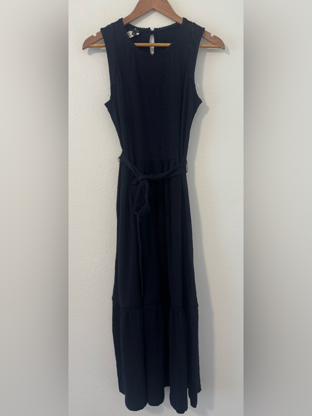TALBOTS NANTUCKET SLUB SLEEVELESS MAXI DRESS FIT & FLARE COTTON NAVY 2026 Sz 4